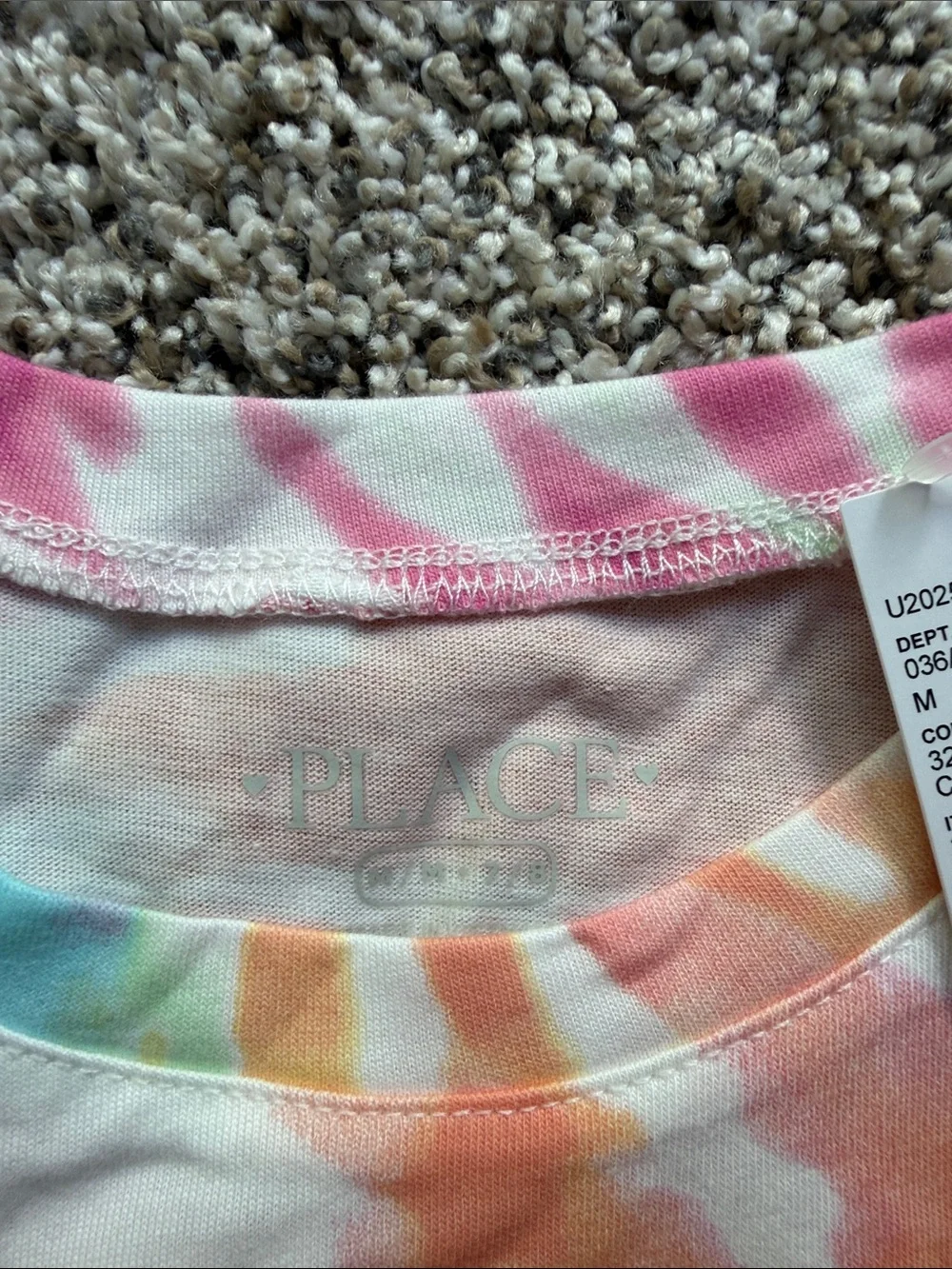 NWT 2 Girls' Rainbow Stripe & Tie-Dye Short Sleeve Tops flutter sleeve size M
